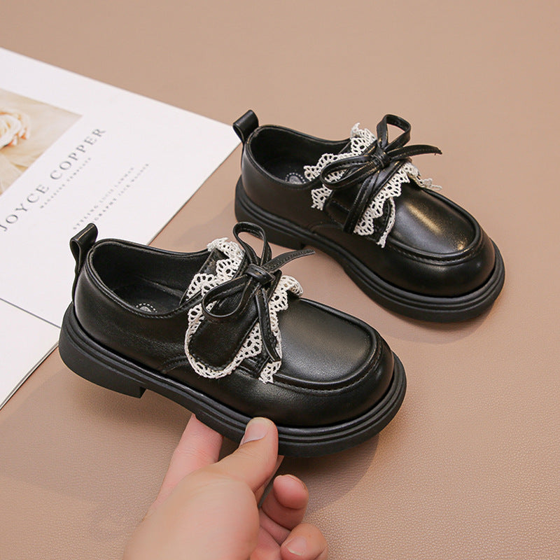 Children's Leather Shoes 2024 Autumn and Winter New Girls' Leather British Style Single-layer Shoes Large Children's Soft Sole All-match Fashion Boots