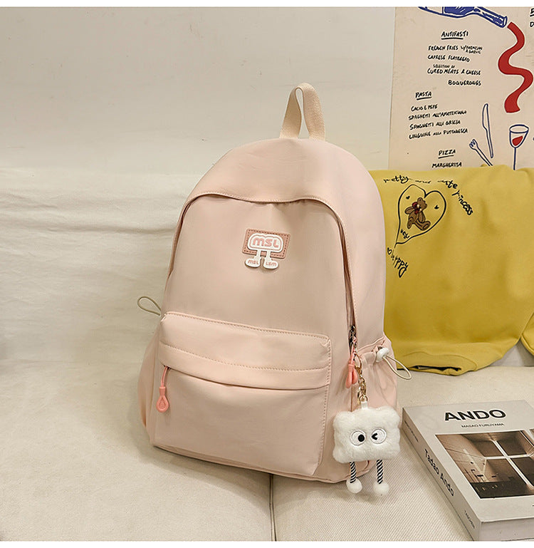 New School Bag Female College Student Large Capacity Backpack Lightweight Simple Short-Distance Travel Backpack High School Student School Bag