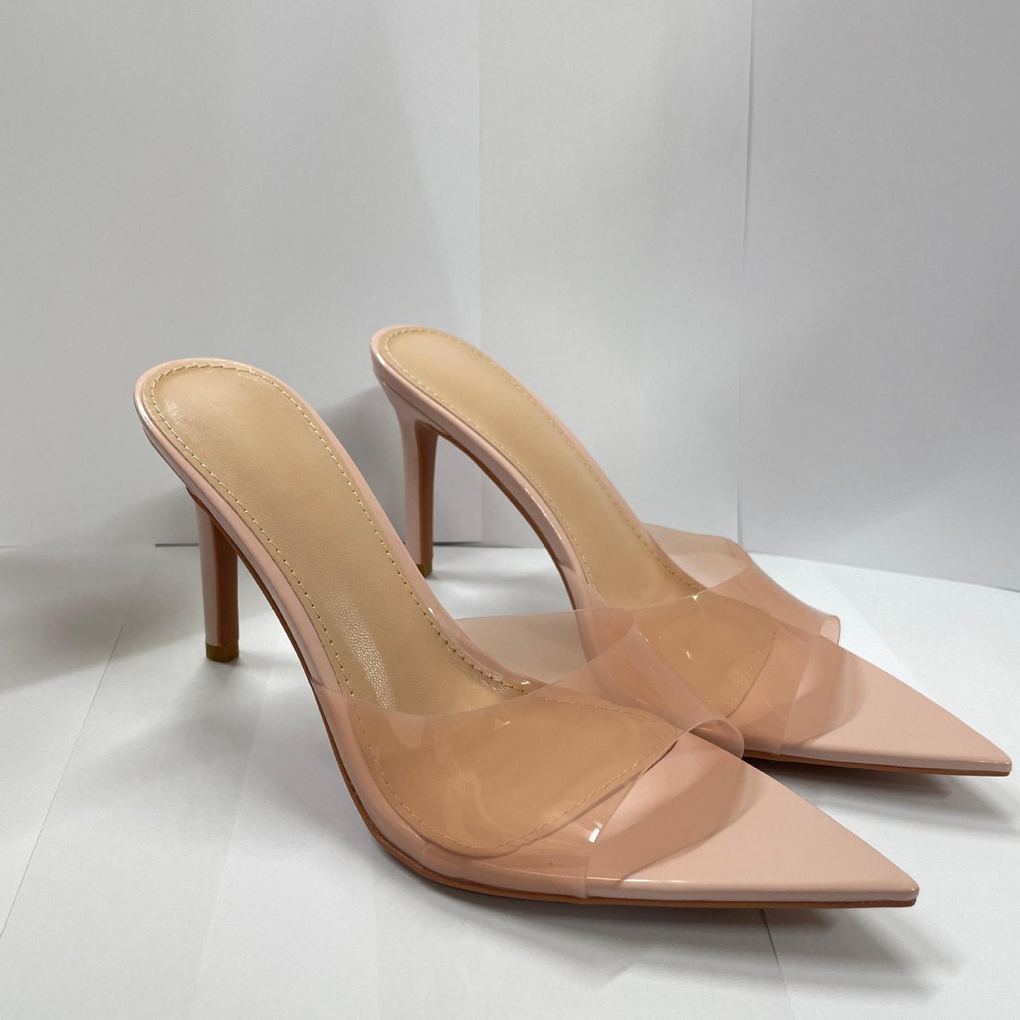 Transparent High-Heeled Shoes for Women, Versatile Sandals, Slimming, Thin Heels, Pointed Toes, Sexy Open-Toe Slip-Ons, New Spring and Summer 2026 Models