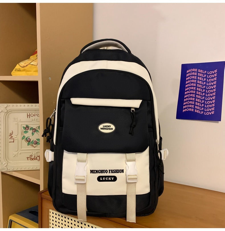 Korean Style Contrast Color Cute Backpack Female College Student Campus Style Schoolbag Japanese Style Junior High School Senior high school Large Capacity Backpack