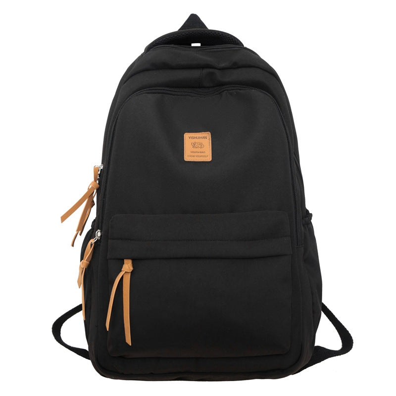 Solid Color Simple Couple's Schoolbag Large Capacity Fashionable All-match Personality Niche Backpack Travel Class Tutoring Backpack