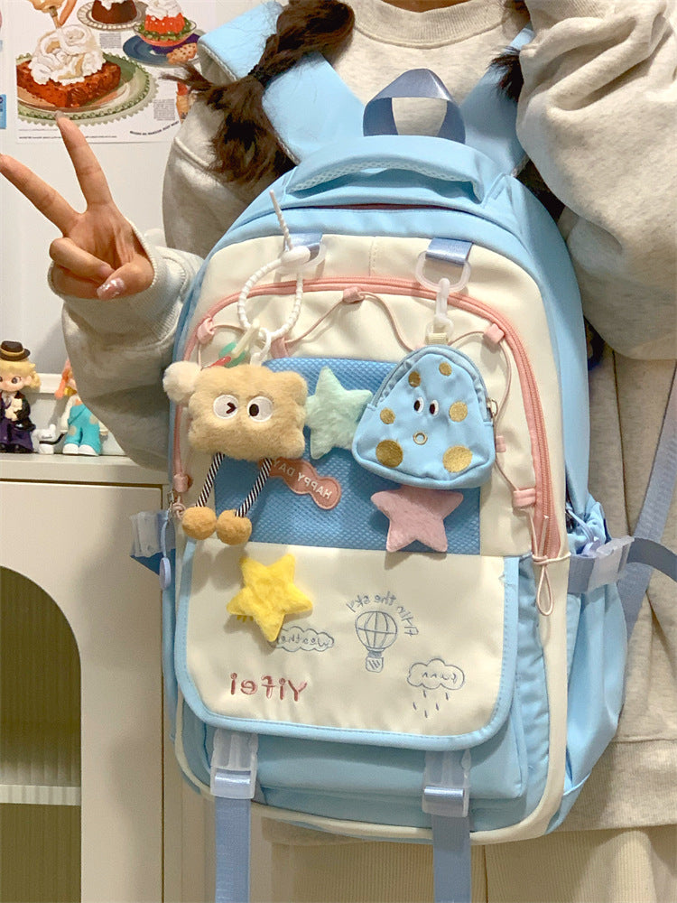 Junior High School Girls' Schoolbag High Color Value Cute Lightweight Large Capacity for Primary School Students and High School Students Backpack for Women