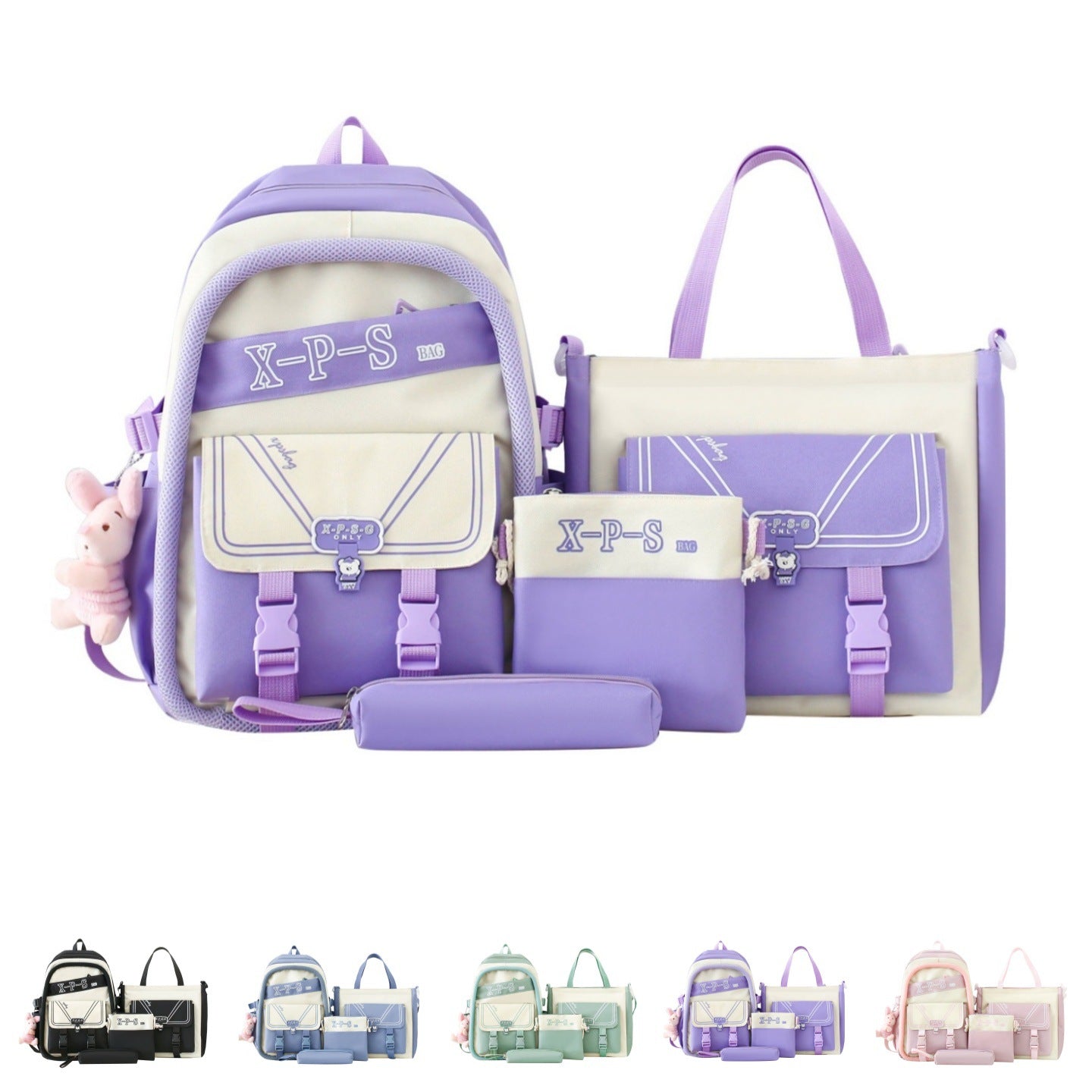 Ins Style School Bag for Girls, Versatile Color-Blocking Large-Capacity Backpack for Middle School and High School Students, Campus Style