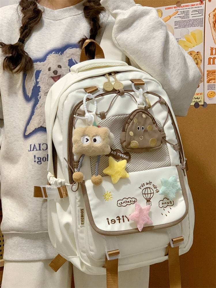 Junior High School Girls' Schoolbag High Color Value Cute Lightweight Large Capacity for Primary School Students and High School Students Backpack for Women