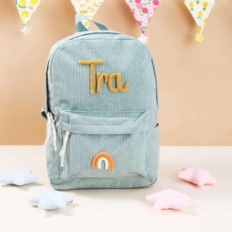Etsy Cross-Border Hot Selling Personalized Name Logo Can Be Programmed with Letters Velvet Large Capacity Backpack Rope Embroidered School Bag