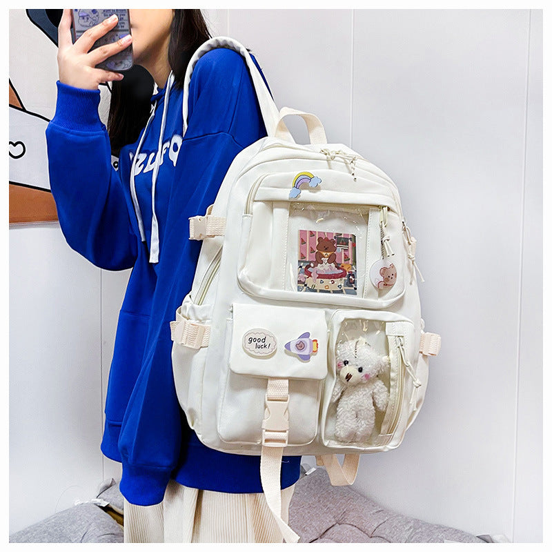 Cute Backpack 2026 New Model Large Capacity Fashionable and Stylish High School Student Schoolbag Female Korean Style Junior High School Student Backpack