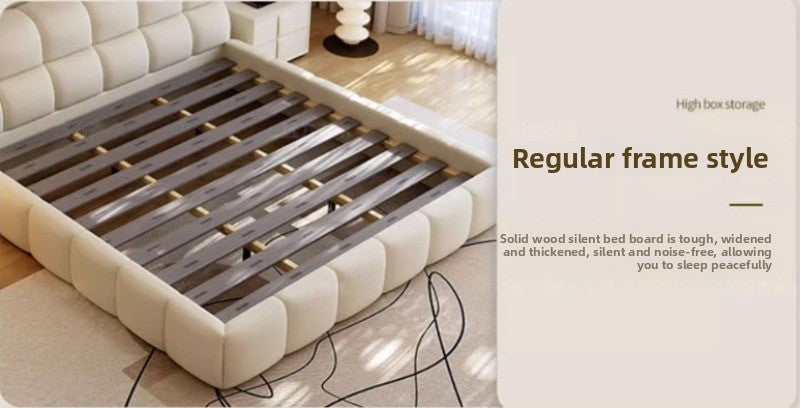 Base de Cama Moderna de Lujo con Diseño de Nube, Cama de Tela Bouclé Suave con Cabecera Acolchada, Cama Tapizada Tamaño Queen, Muebles de Dormitorio