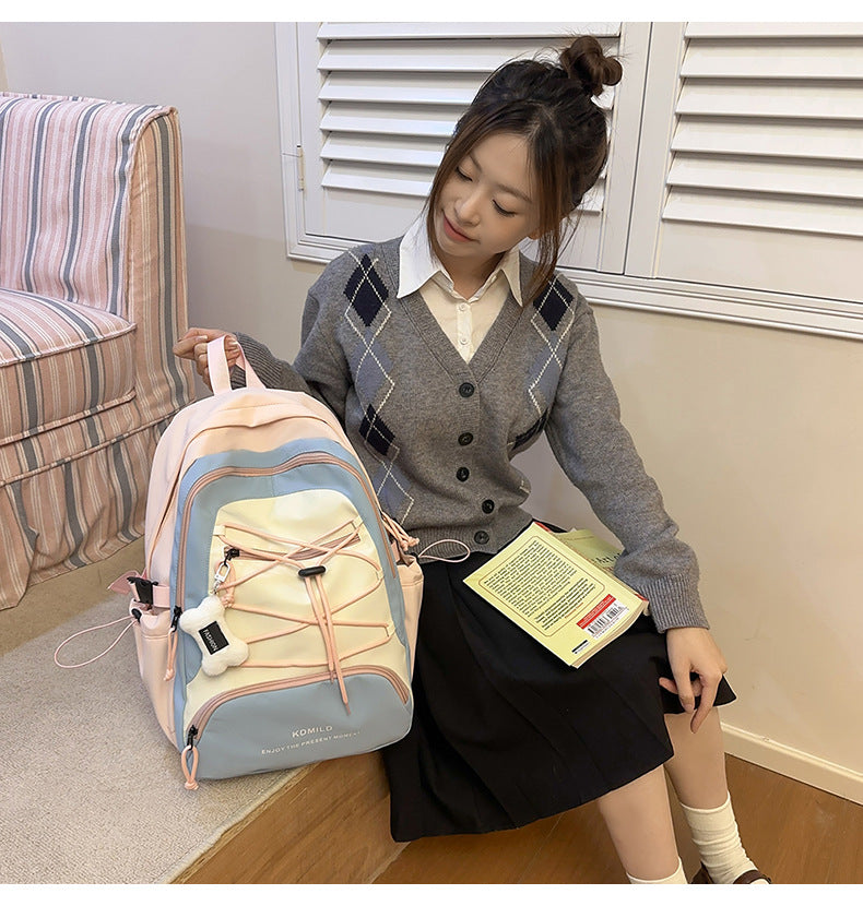 Mountain-Style Outdoor Hiking Backpack for Women, Large Capacity, Unique Design, Lightweight, High-End Gray School Bag for High School Girls