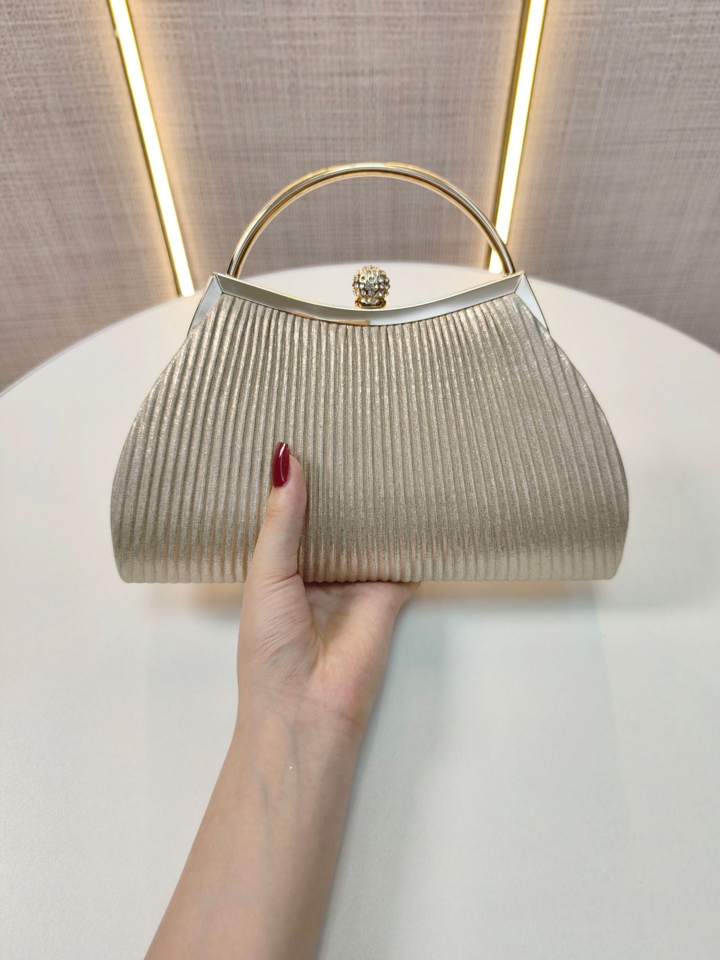 New Evening Bag, Banquet Bag, Diamond Dress Bag, Pleated Handbag, Cheongsam Evening Bag, Princess Bag, Ktv Handbag