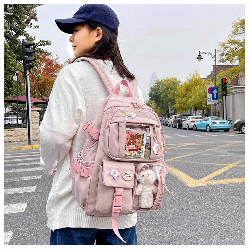 Cute Backpack 2026 New Model Large Capacity Fashionable and Stylish High School Student Schoolbag Female Korean Style Junior High School Student Backpack