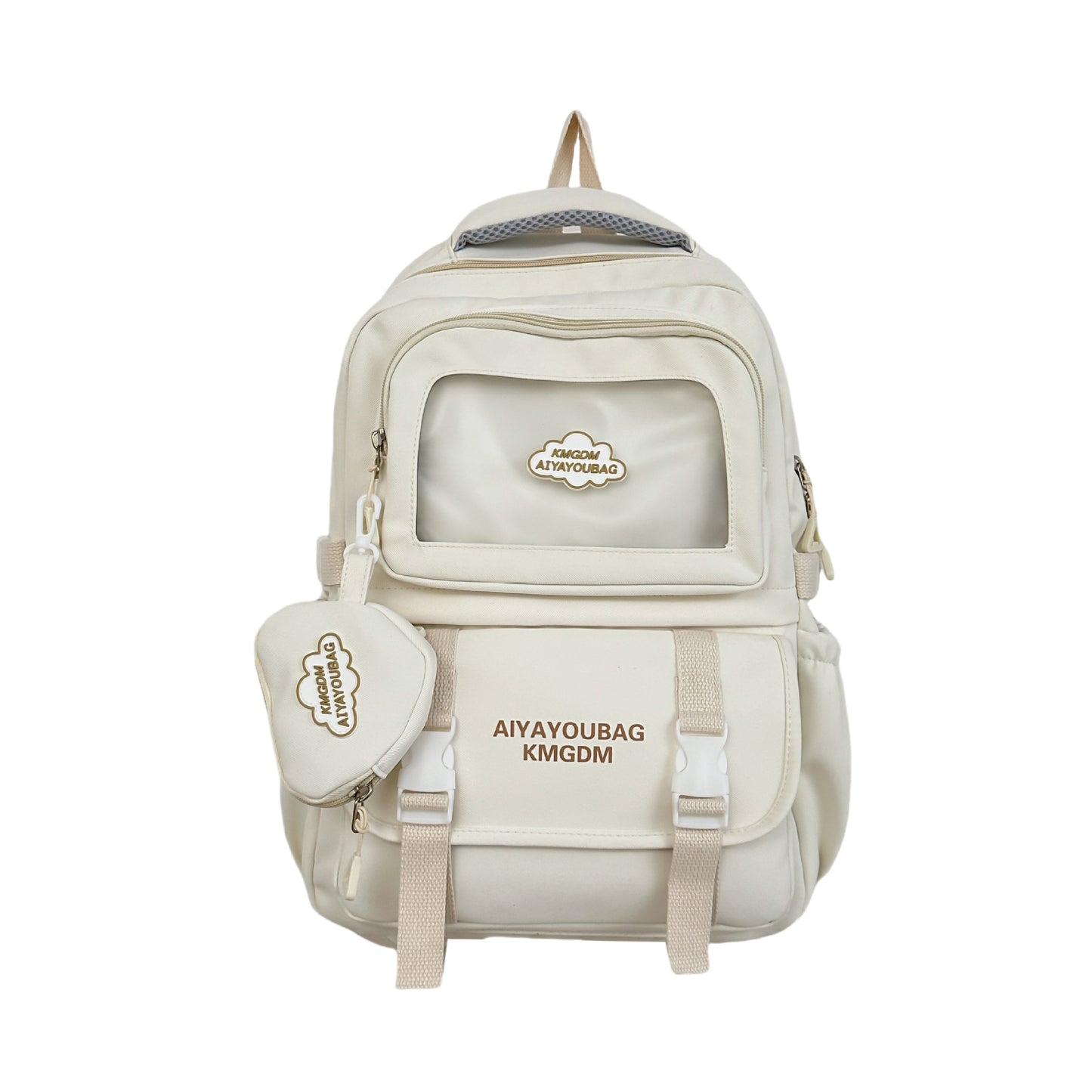 Customized Student Schoolbag Cream Style Cute Backpack Logo Print Computer Bag Junior High School Students Japanese Style Simple Backpack