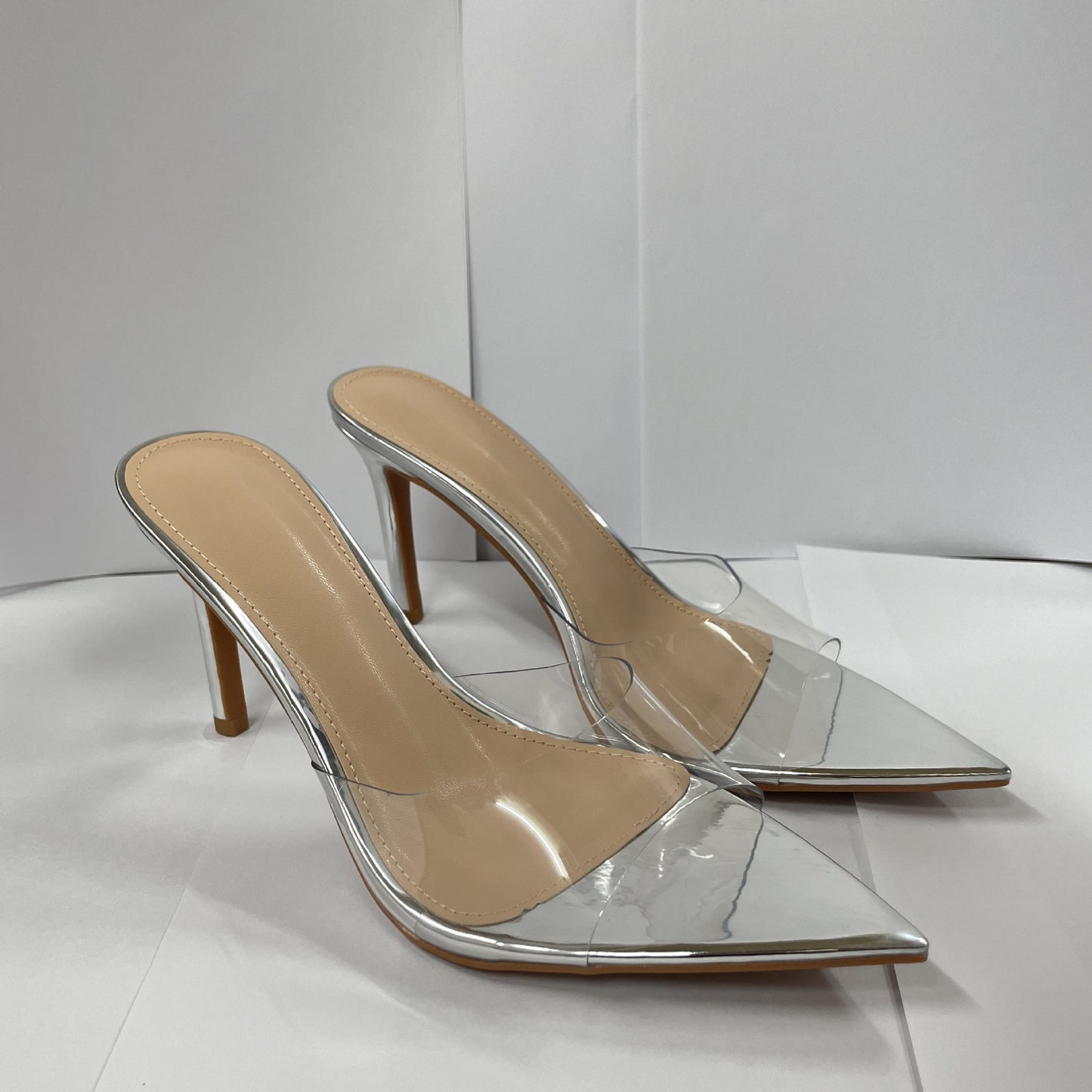 Transparent High-Heeled Shoes for Women, Versatile Sandals, Slimming, Thin Heels, Pointed Toes, Sexy Open-Toe Slip-Ons, New Spring and Summer 2026 Models
