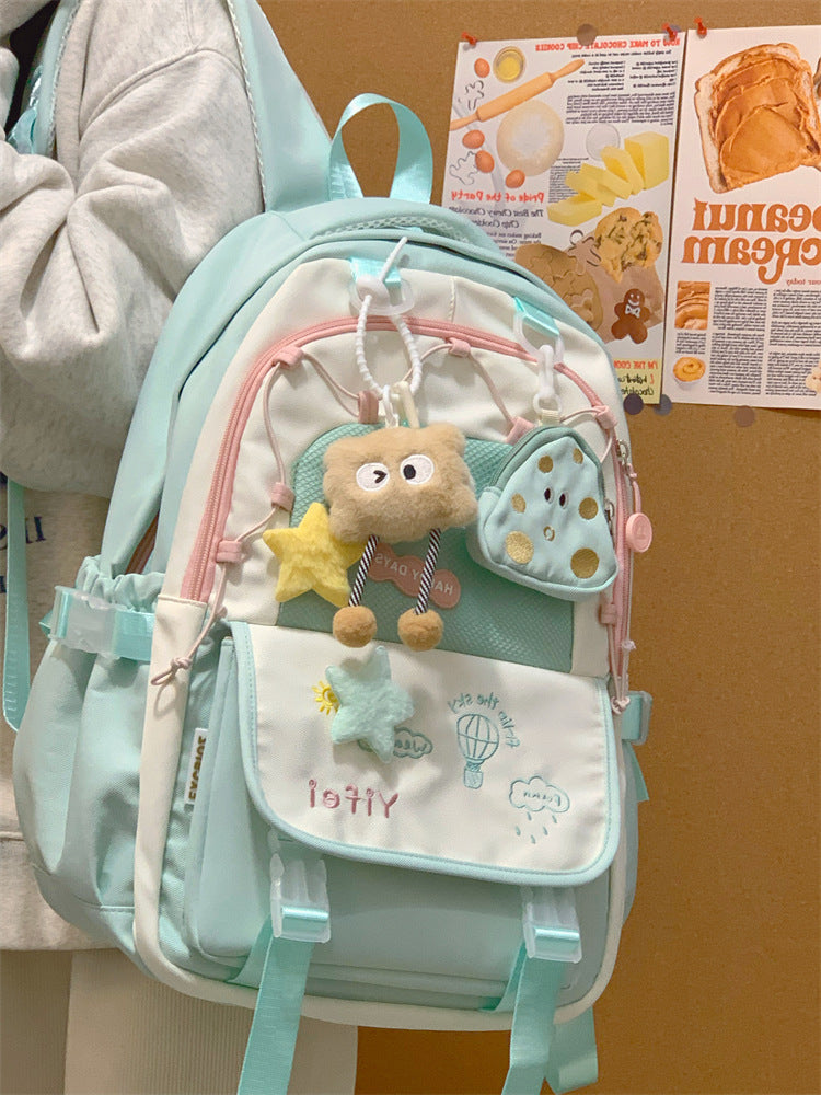 Junior High School Girls' Schoolbag High Color Value Cute Lightweight Large Capacity for Primary School Students and High School Students Backpack for Women