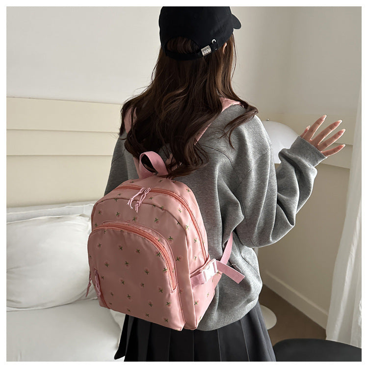 Fashionable and Simple Printed Backpack, Trendy and Trendy, Lightweight, Large-Capacity, Personalized School Bag for Middle School Students, Women's Backpack