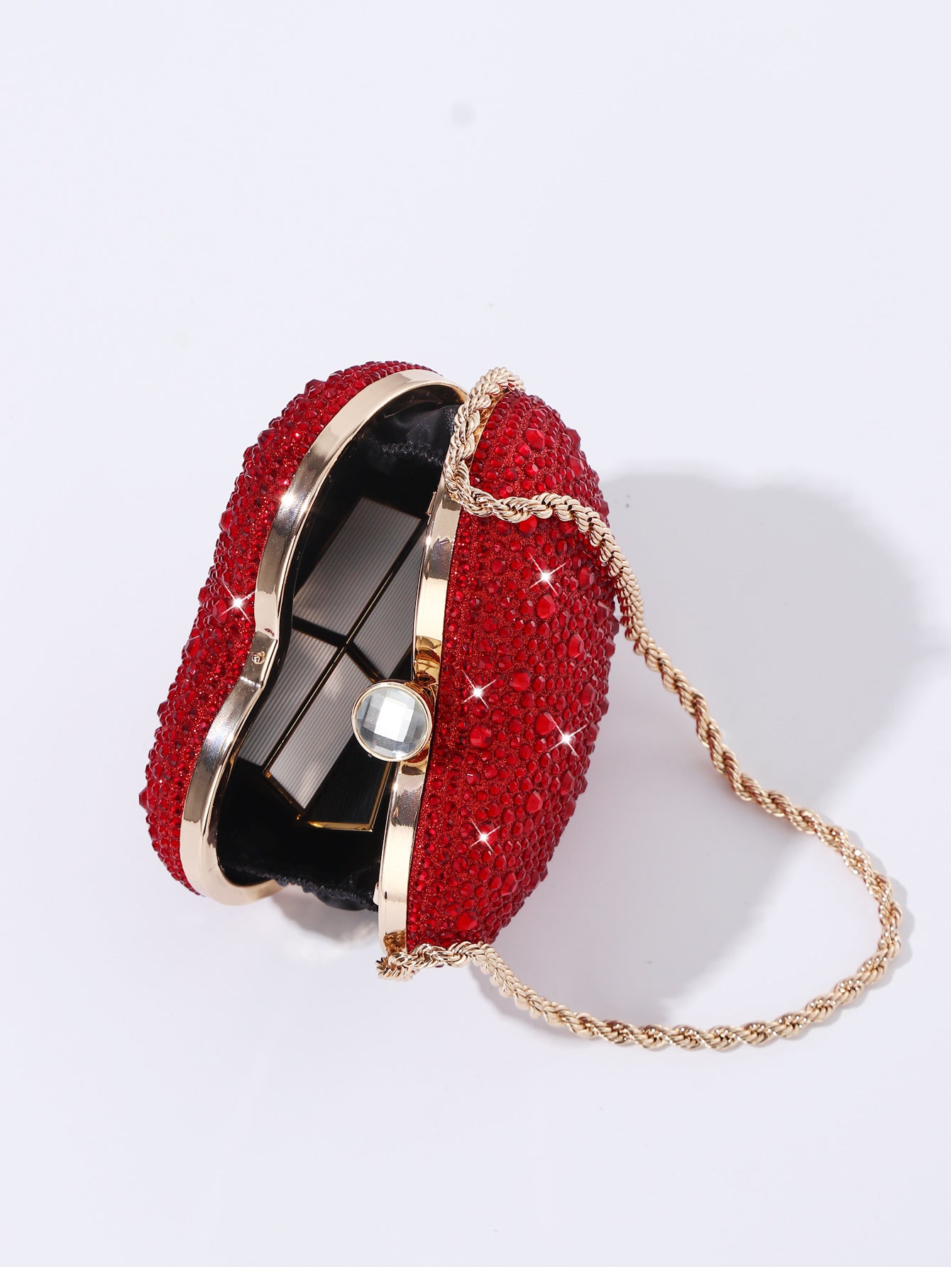 Cross-Border E-Commerce 2024 New Evening Bag European and American Accessible Luxury Full Diamond Diagonal Banquet Sparkling Heart Heavy-Duty Handbag