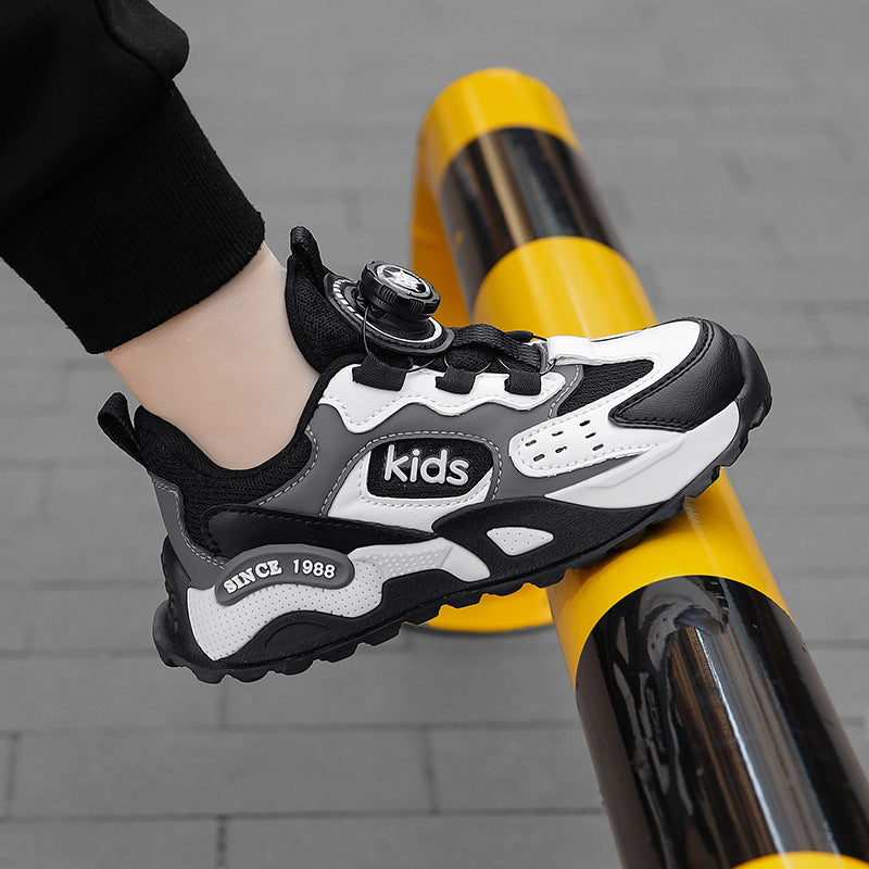 Boys' sneaker Children's Mesh Breathable Casual Shoes Girls' Non-slip Lightweight Wave Shoes Running Shoes for Middle and Big Children and Students