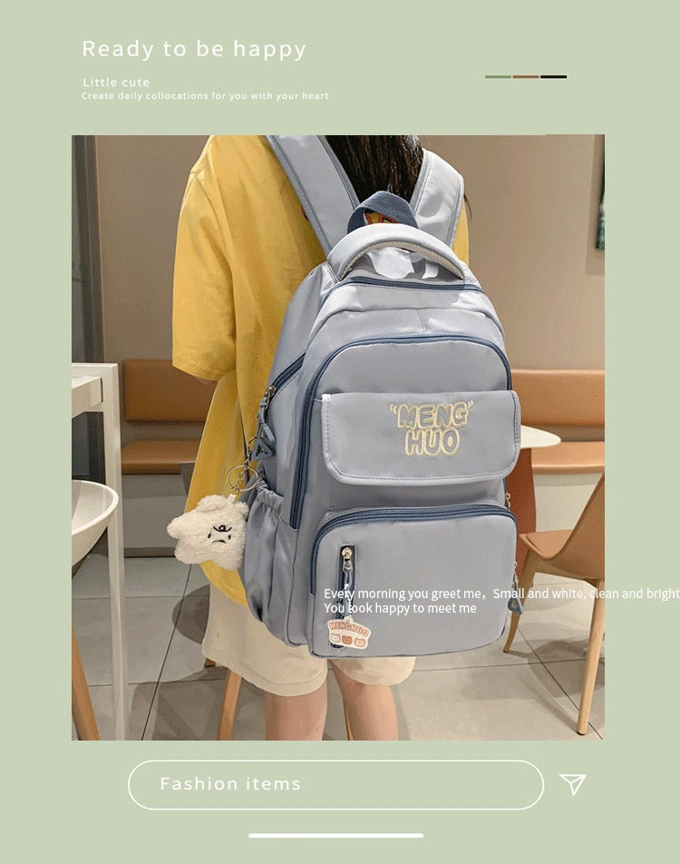 Junior high school Senior high school student schoolbag Korean leisure backpack 2024 autumn new large capacity simple trend backpack