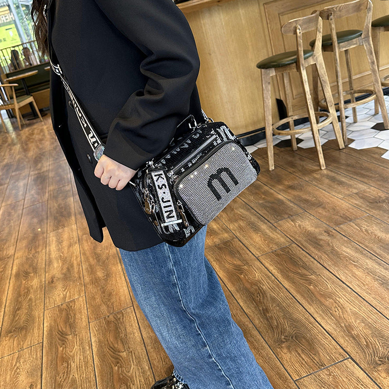 High-End Bags for Women 2025 New Sequined Women's Bags Versatile Fashion Casual Crossbody Bag Horizontal Square Handbag