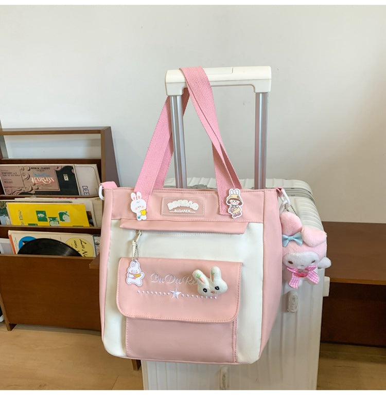 Student Bag Junior High School Student High School Student Backpack Large Capacity Nylon Breathable Comfortable Women's Backpack Canvas Bag