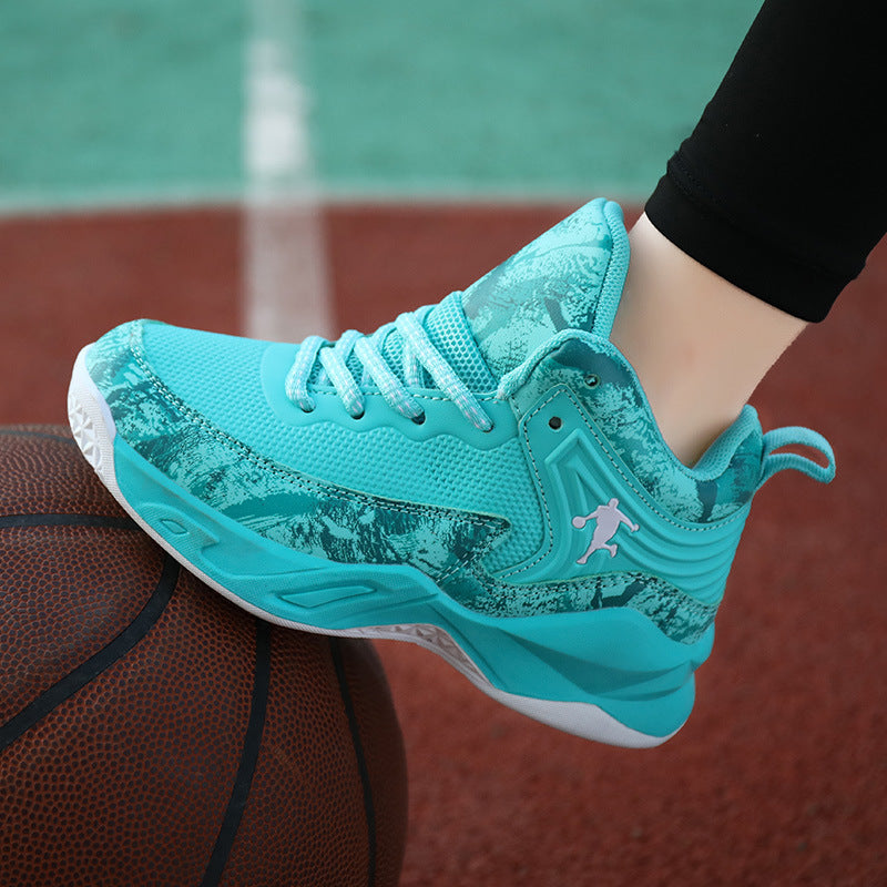 Factory Direct Spring Children's Shoes Leather Basketball Shoes Children's Non-Slip Sports Shoes for Middle and Large Children Breathable Outdoor Training