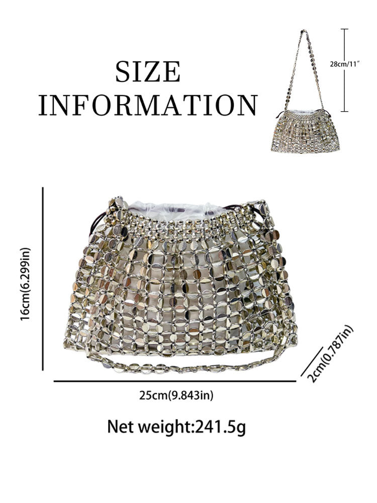 2025 New Crossbody Shoulder Bag Banquet Women's Bag Light Luxury Woven Hollow Bag Simple Niche Handbag Women