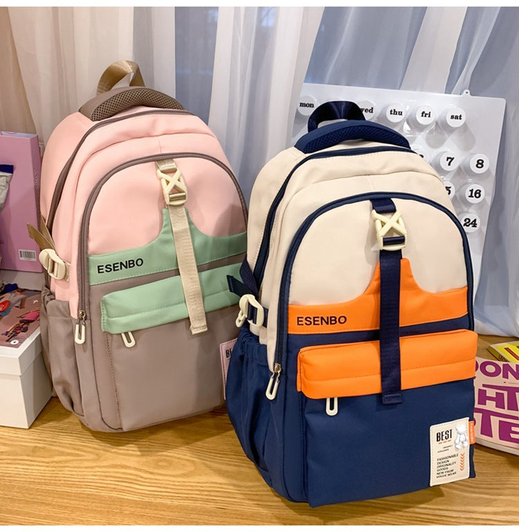 Schoolbag Women's Korean-style Harajuku Backpack Campus Style Junior High School Senior high school Student Schoolbag Simple Fashionable Large Capacity Backpack