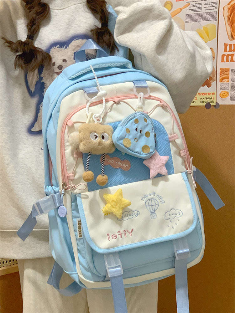 Junior High School Girls' Schoolbag High Color Value Cute Lightweight Large Capacity for Primary School Students and High School Students Backpack for Women