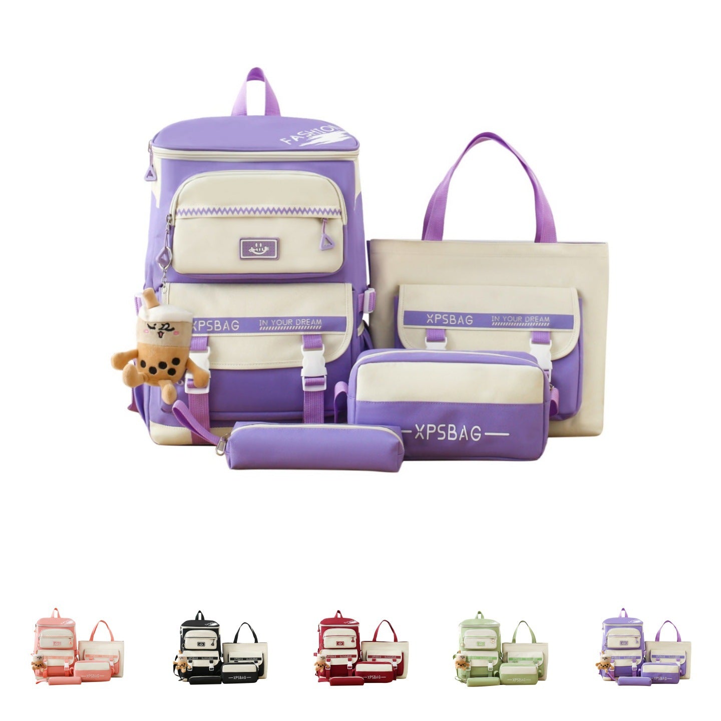 Ins Style School Bag for Girls, Versatile Color-Blocking Large-Capacity Backpack for Middle School and High School Students, Campus Style