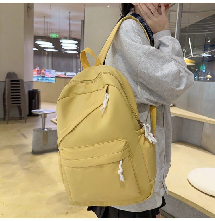 New Large Capacity Primary School Junior High School Students' Casual Schoolbag Japanese Style Fashion Simple Solid Color Travel Backpack