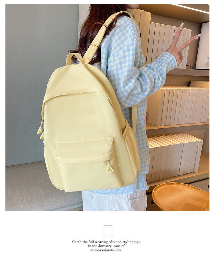 Solid Color Simple Backpack with Printable Logo Casual Canvas Backpack Large Capacity Junior High School Student High School Student Bag