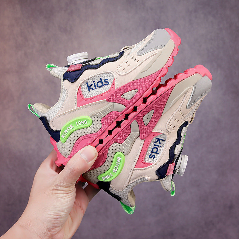 Boys' sneaker Children's Mesh Breathable Casual Shoes Girls' Non-slip Lightweight Wave Shoes Running Shoes for Middle and Big Children and Students