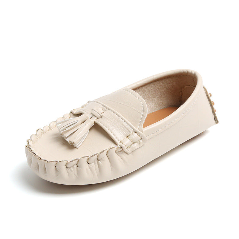 Korean-style casual soft-soled children's peas shoes beef tendon sole baby toddler shoes boys and girls leather shoes children's shoes wholesale