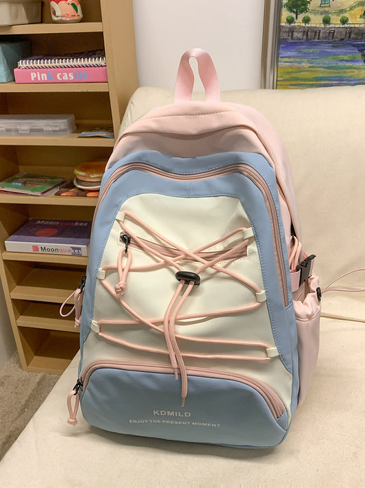 Mountain-Style Outdoor Hiking Backpack for Women, Large Capacity, Unique Design, Lightweight, High-End Gray School Bag for High School Girls