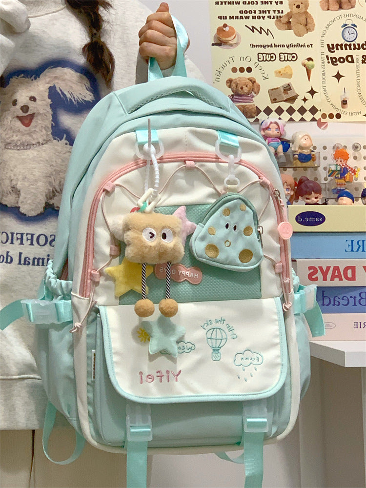 Junior High School Girls' Schoolbag High Color Value Cute Lightweight Large Capacity for Primary School Students and High School Students Backpack for Women