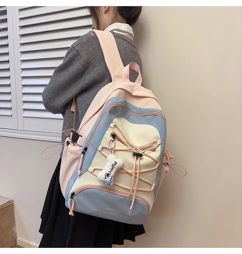 Mountain-Style Outdoor Hiking Backpack for Women, Large Capacity, Unique Design, Lightweight, High-End Gray School Bag for High School Girls