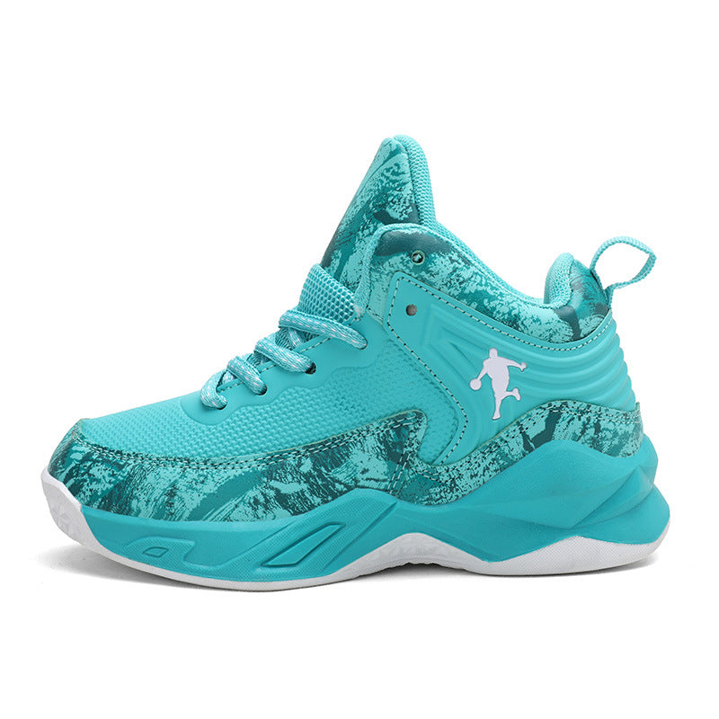 Factory Direct Spring Children's Shoes Leather Basketball Shoes Children's Non-Slip Sports Shoes for Middle and Large Children Breathable Outdoor Training