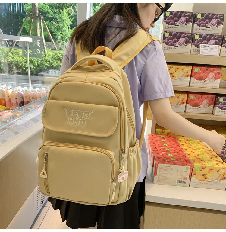 Junior high school Senior high school student schoolbag Korean leisure backpack 2024 autumn new large capacity simple trend backpack