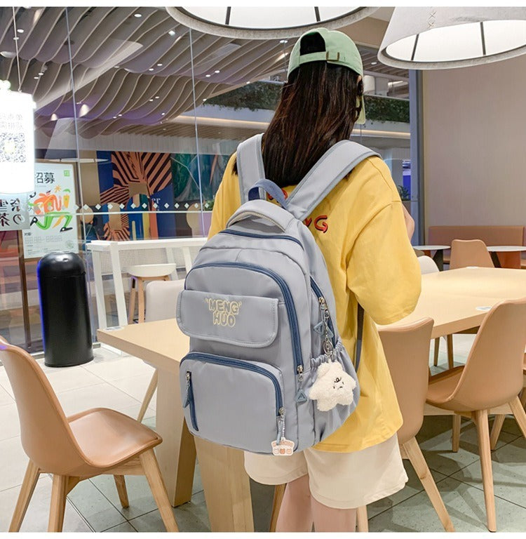 Junior high school Senior high school student schoolbag Korean leisure backpack 2024 autumn new large capacity simple trend backpack