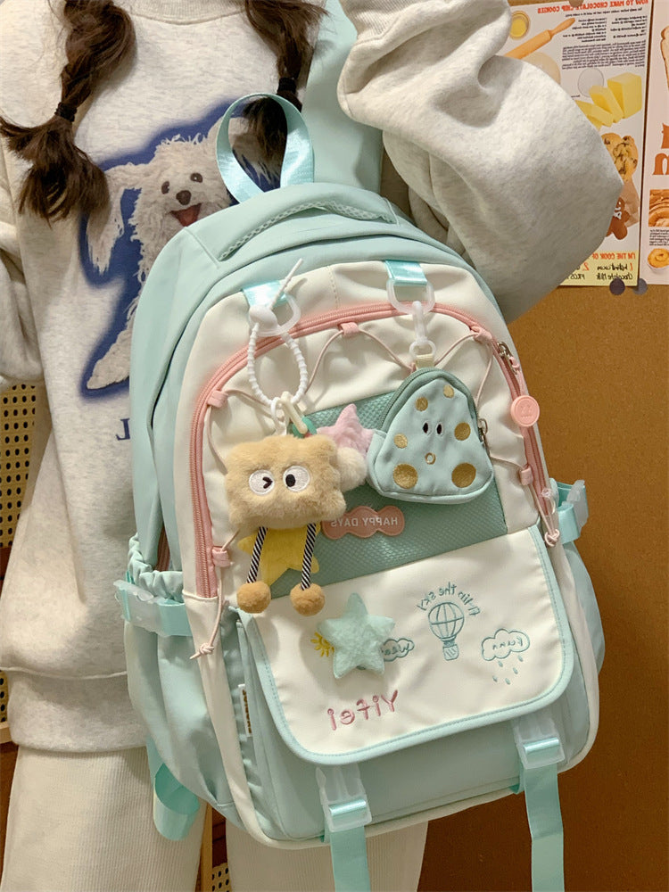Junior High School Girls' Schoolbag High Color Value Cute Lightweight Large Capacity for Primary School Students and High School Students Backpack for Women