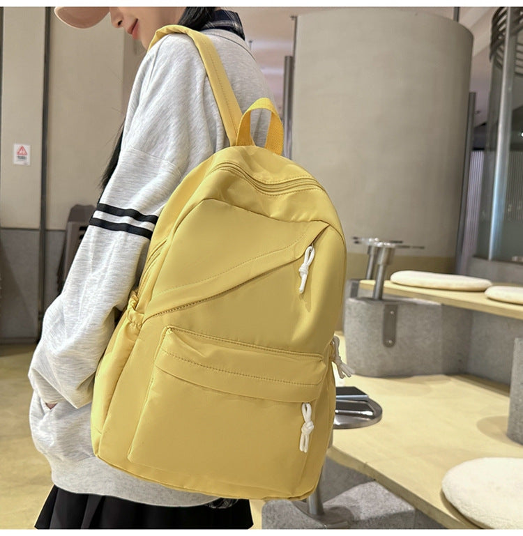 New Large Capacity Primary School Junior High School Students' Casual Schoolbag Japanese Style Fashion Simple Solid Color Travel Backpack