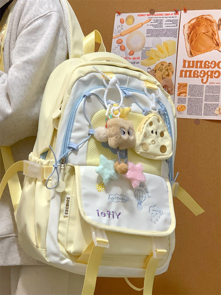Junior High School Girls' Schoolbag High Color Value Cute Lightweight Large Capacity for Primary School Students and High School Students Backpack for Women