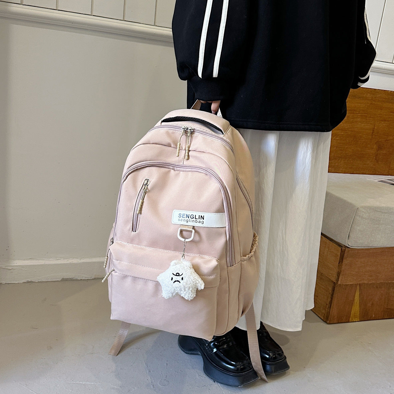 Simple Schoolbags for Boys, College Students, High School Students, Large-Capacity Girls' Backpacks, College Style Korean Fashion Couple Pairs