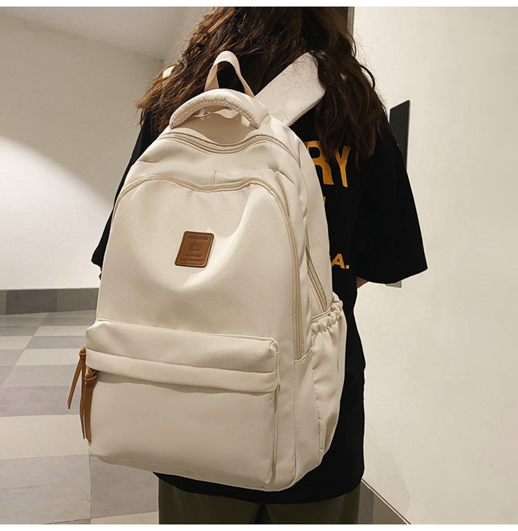 Solid Color Simple Couple's Schoolbag Large Capacity Fashionable All-match Personality Niche Backpack Travel Class Tutoring Backpack