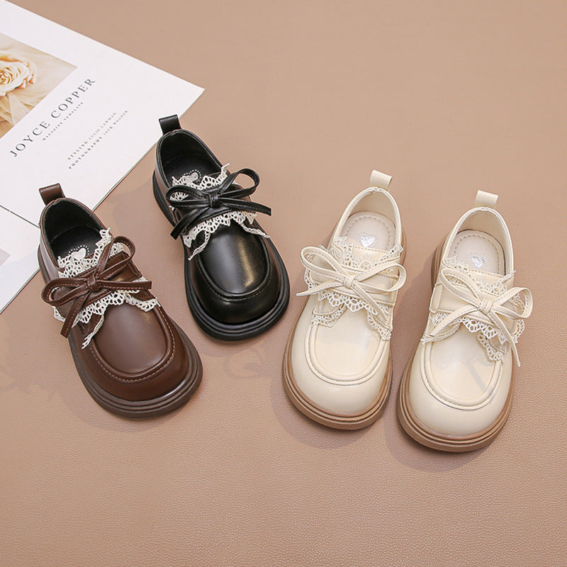 Children's Leather Shoes 2024 Autumn and Winter New Girls' Leather British Style Single-layer Shoes Large Children's Soft Sole All-match Fashion Boots