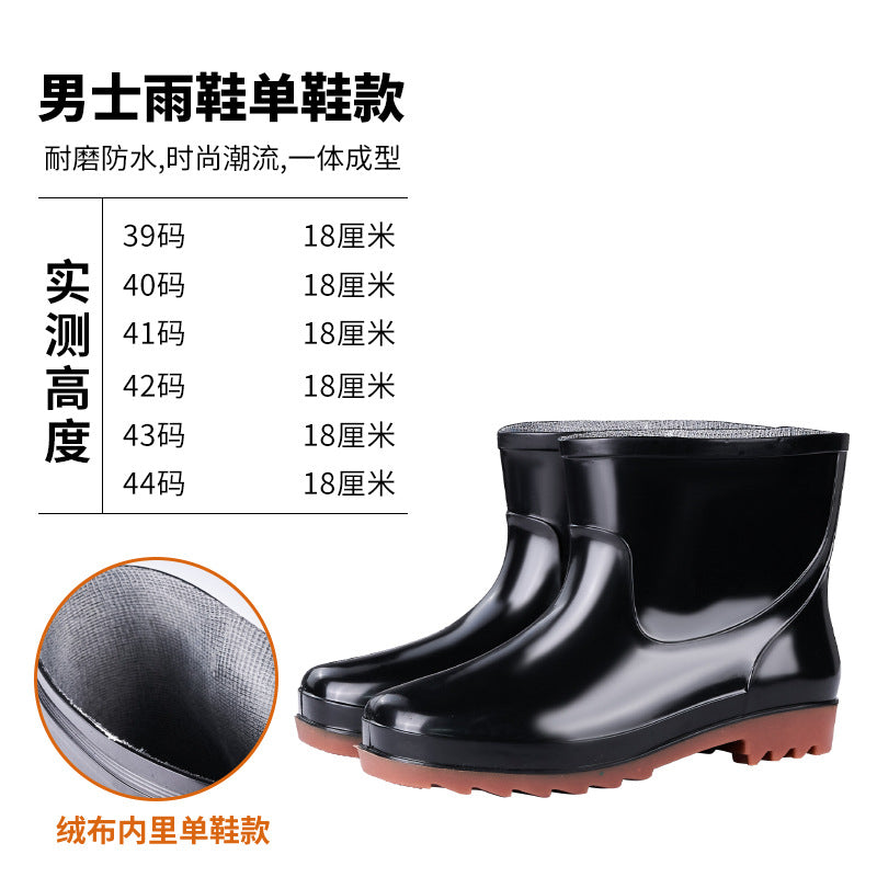 Autumn and Winter High Mesh Rain Shoes Men's Lightweight Long Warm Rain Boots Wear-resistant Water Shoes Waterproof Rubber Shoes Men's Work Shoes