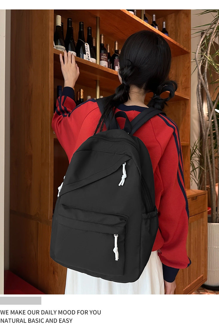 New Large Capacity Primary School Junior High School Students' Casual Schoolbag Japanese Style Fashion Simple Solid Color Travel Backpack