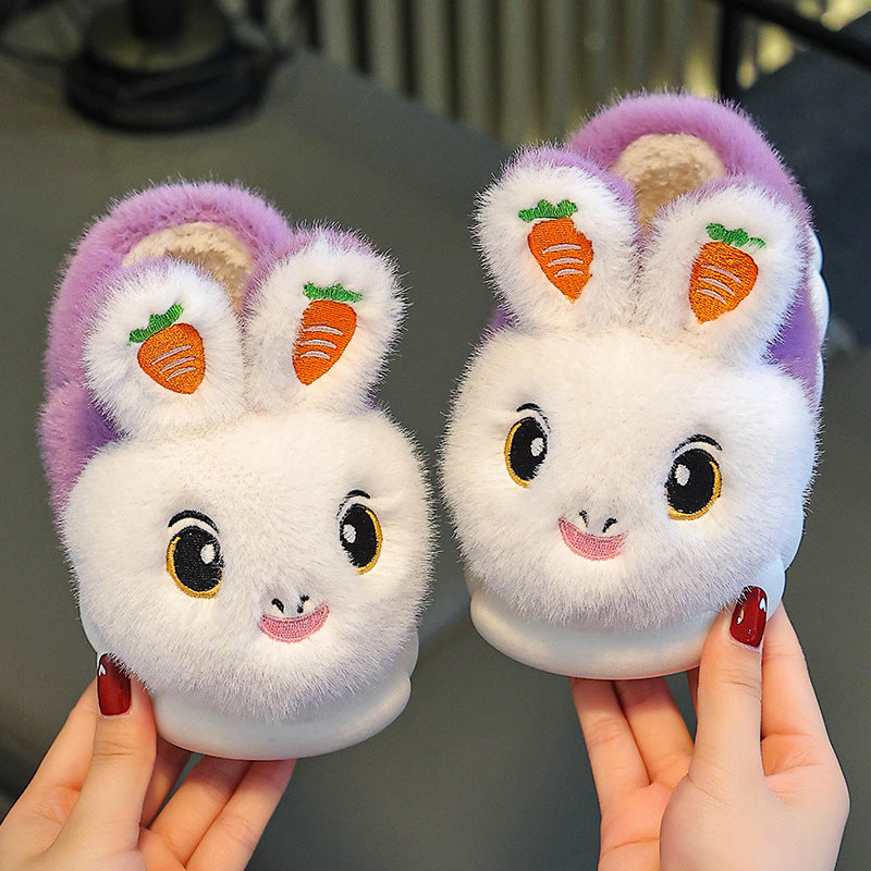 Winter Children's Cotton Slippers Girls' Princess Non-slip Warm Parent-child Large Small and Medium-sized Children's Baby Toddler Bag with Cotton Shoes Winter