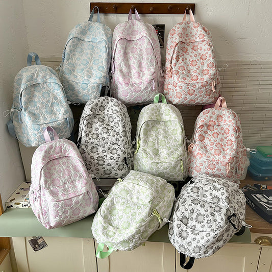 High-Looking Small Floral Schoolbag Handbag Junior High School Student High School Student College Student Backpack Japanese Simple Backpack