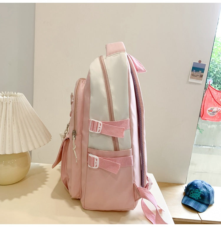 Student Bag Junior High School Student High School Student Backpack Large Capacity Nylon Breathable Comfortable Women's Backpack Canvas Bag