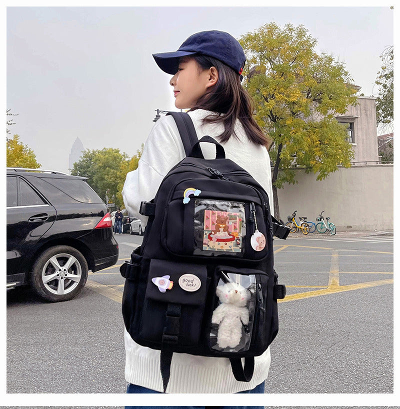 Cute Backpack 2026 New Model Large Capacity Fashionable and Stylish High School Student Schoolbag Female Korean Style Junior High School Student Backpack
